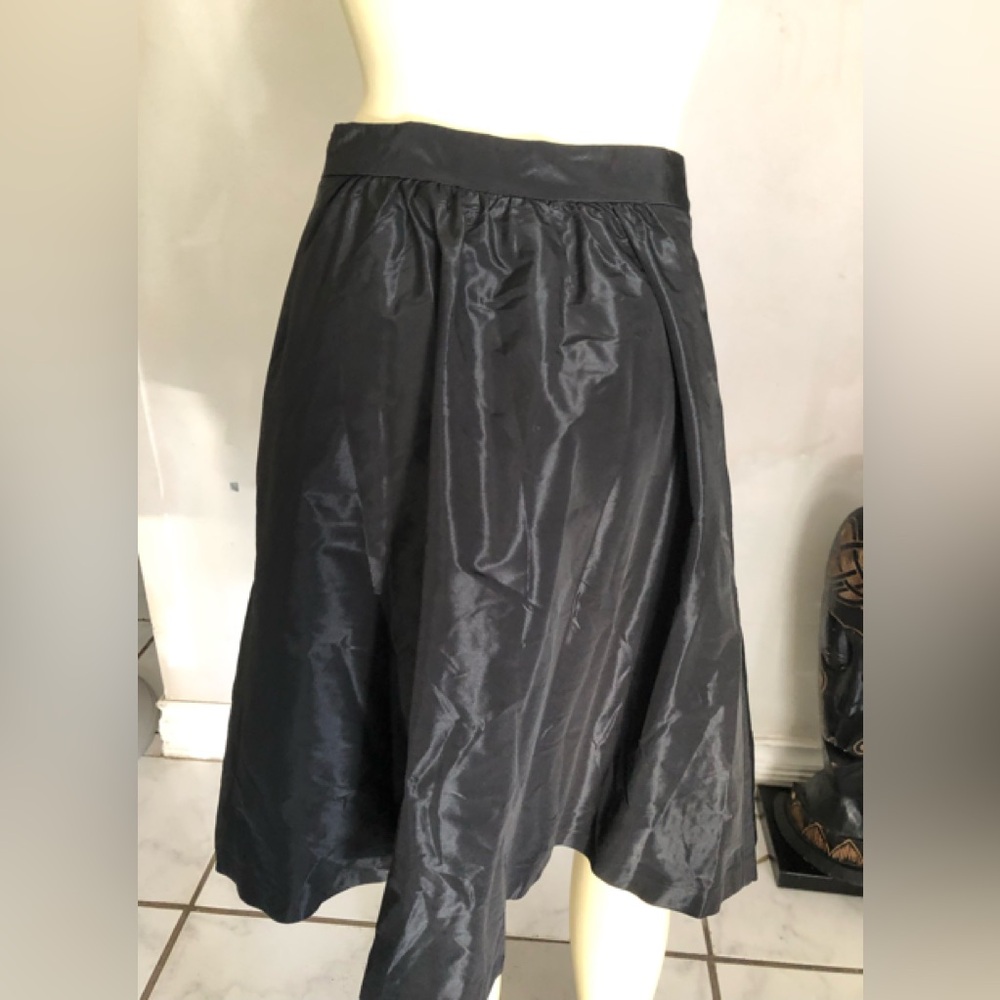 Tory Burch Shimmering Black Taffeta A-Line Skirt Size 4 - Picture 3 of 11